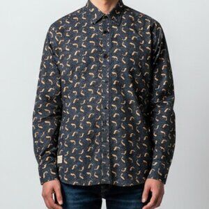 A Fish Named Fred Shirt Men S Koi Fish All Over Print Navy‎ Flip Cuff Preppy